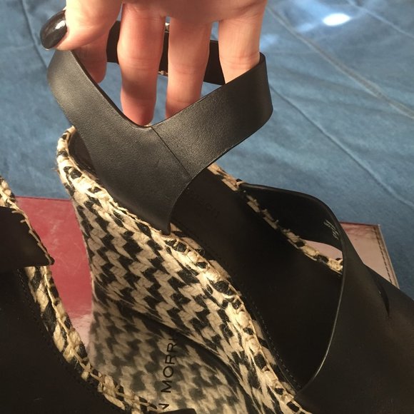 Sigerson Morrison Black & White Wedge Sandal 8.5M - Picture 12 of 16